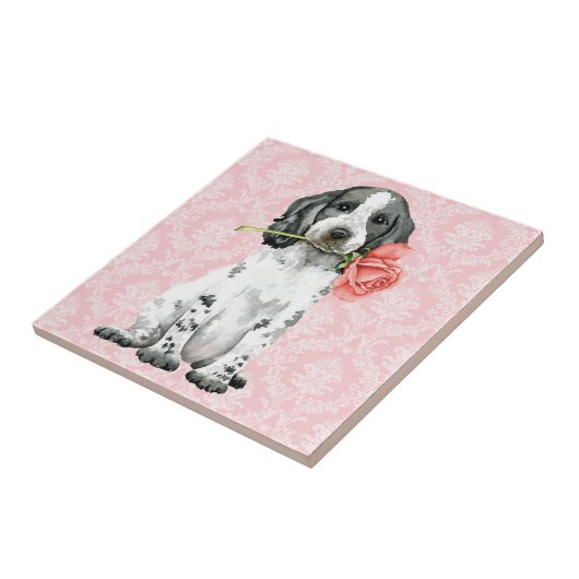 Valentijn Roos Engelse Cocker Spaniel Ceramic Tege Tegeltje (Zijkant)