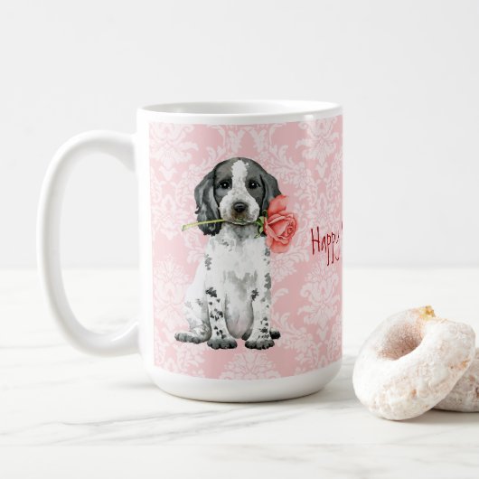 Valentijn Roos Engelse Cocker Spaniel Coffee Mok (Met donut)