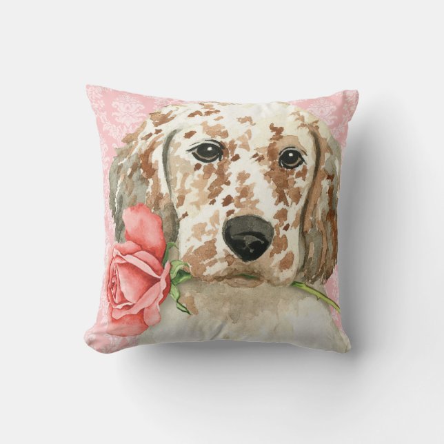 Valentijn Roos Engelse Setter Kussen (Voorkant)