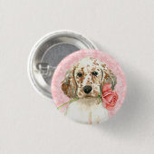 Valentijn Roos Engelse Setter Ronde Button 3,2 Cm (Voorkant /achterkant)