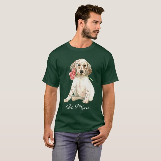 Valentijn Roos Engelse Setter T-shirt (Voorkant volledig)