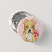 Valentijn Roos Frenchie Ronde Button 3,2 Cm (Voorkant /achterkant)