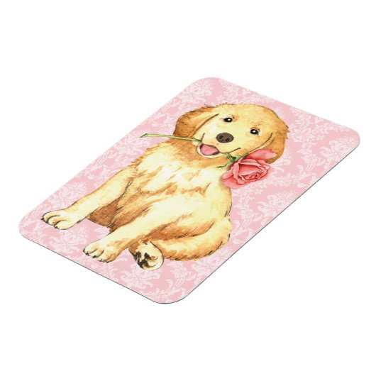 Valentijn Roos Golden Retriever Magneet (Linkerzijde)