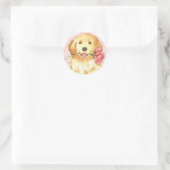 Valentijn Roos Golden Retriever Ronde Sticker (Tas)