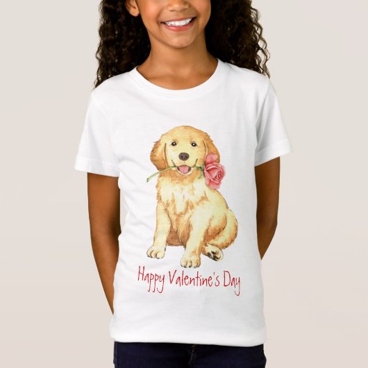 Valentijn Roos Golden Retriever T-shirt (Voorkant)