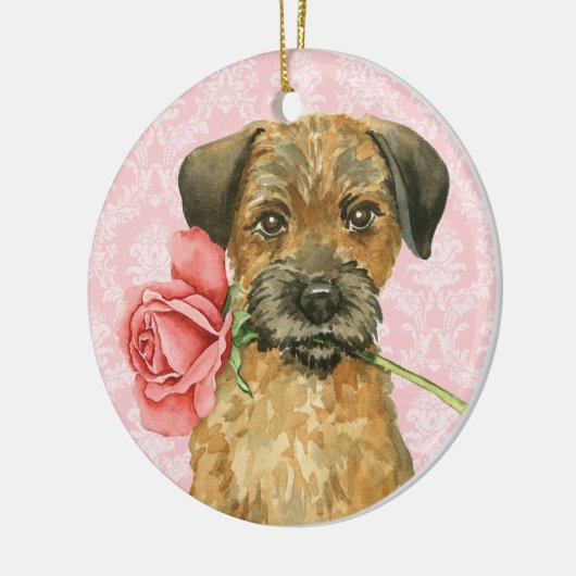 Valentijn Roos grens Terrier Keramisch Ornament (Links)