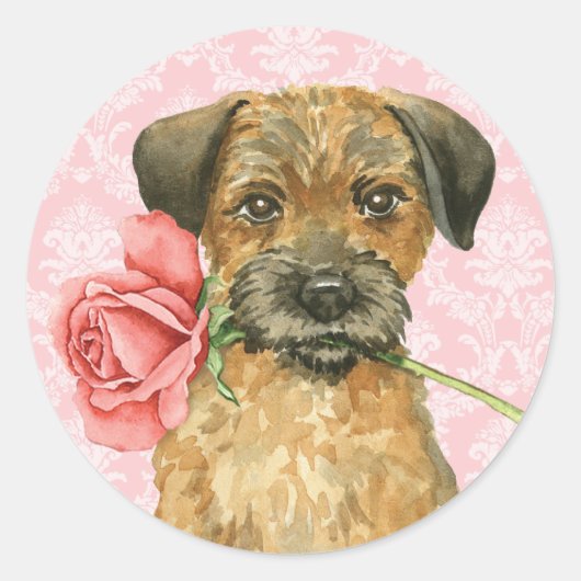 Valentijn Roos grens Terrier Ronde Sticker (Voorkant)
