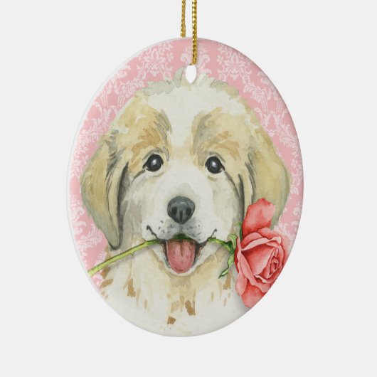 Valentijn Roos Grote Pyreneeën Keramisch Ornament (Rechts)