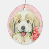 Valentijn Roos Grote Pyreneeën Keramisch Ornament (Links)