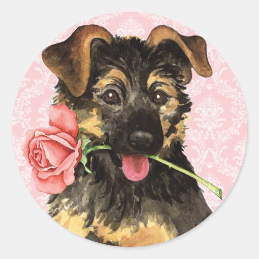 Valentijn Roos GSD Ronde Sticker (Voorkant)