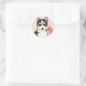 Valentijn Roos Husky Ronde Sticker (Tas)