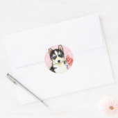 Valentijn Roos Husky Ronde Sticker (Envelop)