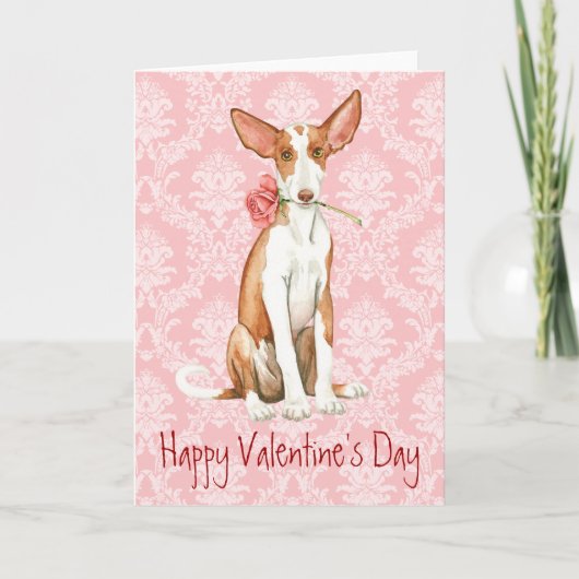 Valentijn Roos Ibizan Hound Feestdagen Kaart (Voorkant)
