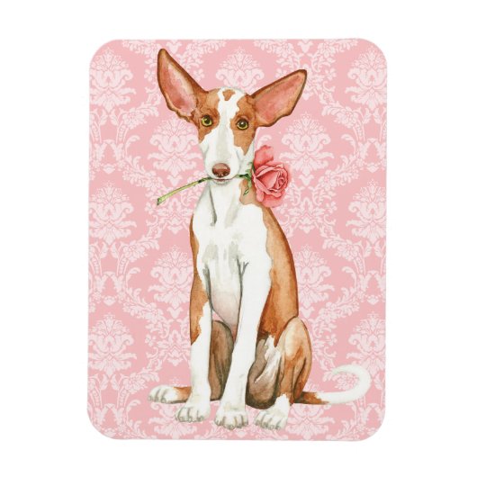 Valentijn Roos Ibizan Hound Magneet (Verticaal)