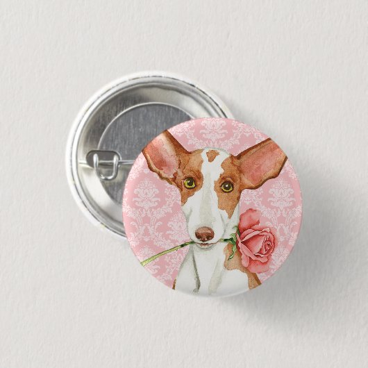 Valentijn Roos Ibizan Hound Ronde Button 3,2 Cm (Voorkant /achterkant)