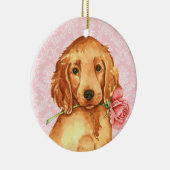 Valentijn Roos Irish Setter Keramisch Ornament (Rechts)