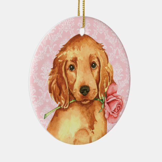 Valentijn Roos Irish Setter Keramisch Ornament (Rechts)