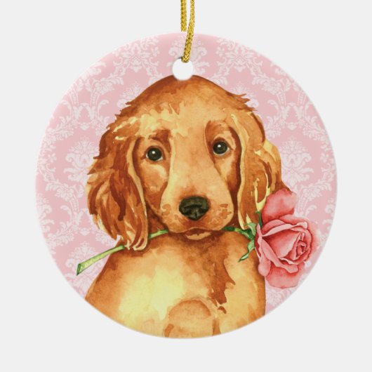 Valentijn Roos Irish Setter Keramisch Ornament (Voorkant)