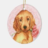 Valentijn Roos Irish Setter Keramisch Ornament (Links)