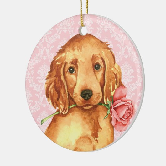 Valentijn Roos Irish Setter Keramisch Ornament (Links)