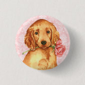 Valentijn Roos Irish Setter Ronde Button 3,2 Cm (Voorkant)