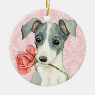 Valentijn Roos Italiaans Goudsher Keramisch Ornament