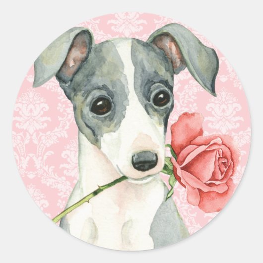 Valentijn Roos Italiaans Goudsher Ronde Sticker (Voorkant)
