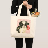 Valentijn Roos Japanse Chin Grote Tote Bag (Voorkant (product))