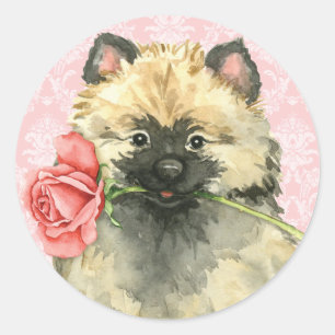 Valentijn Roos Keeshond Ronde Sticker