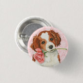 Valentijn Roos Kooiker Ronde Button 3,2 Cm (Voorkant /achterkant)