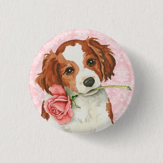 Valentijn Roos Kooiker Ronde Button 3,2 Cm (Voorkant)