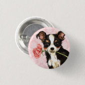 Valentijn Roos Long Coat Chihuahua Ronde Button 3,2 Cm (Voorkant /achterkant)