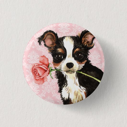 Valentijn Roos Long Coat Chihuahua Ronde Button 3,2 Cm (Voorkant)