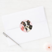 Valentijn Roos Long Coat Chihuahua Ronde Sticker (Envelop)