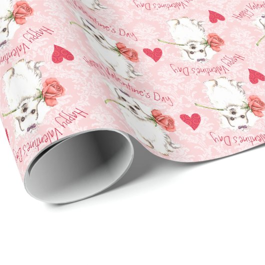 Valentijn Roos Maltese Cadeaupapier (Rol Hoek)