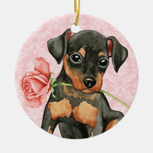 Valentijn Roos Min Pin Keramisch Ornament (Voorkant)