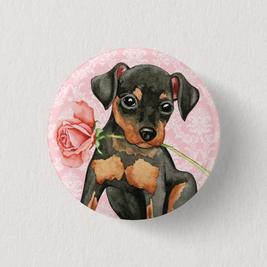 Valentijn Roos Min Pin Ronde Button 3,2 Cm (Voorkant)