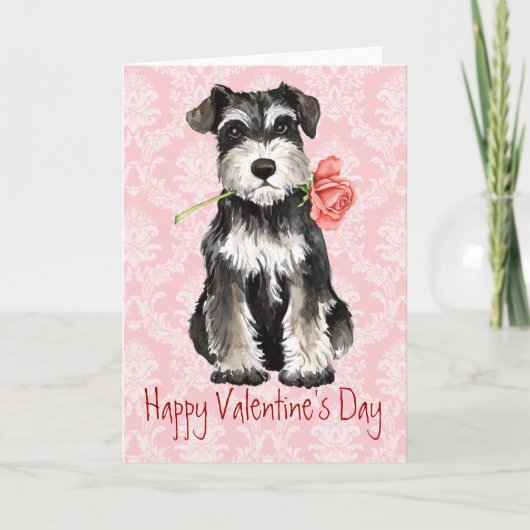 Valentijn Roos Mini Schnauzer Feestdagen Kaart (Voorkant)