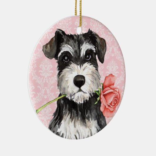 Valentijn Roos Mini Schnauzer Keramisch Ornament (Rechts)