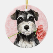 Valentijn Roos Mini Schnauzer Keramisch Ornament (Voorkant)