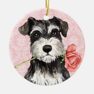 Valentijn Roos Mini Schnauzer Keramisch Ornament