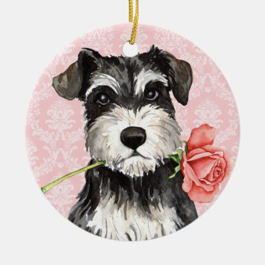 Valentijn Roos Mini Schnauzer Keramisch Ornament (Voorkant)