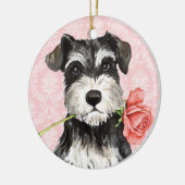 Valentijn Roos Mini Schnauzer Keramisch Ornament (Links)