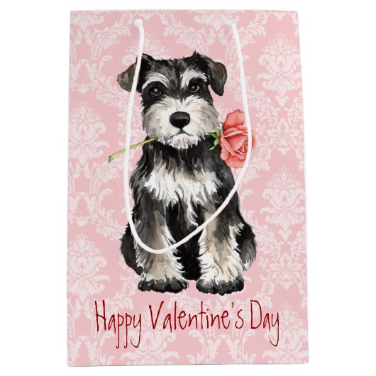 Valentijn Roos Mini Schnauzer Medium Cadeauzakje (Voorkant)