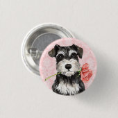 Valentijn Roos Mini Schnauzer Ronde Button 3,2 Cm (Voorkant /achterkant)