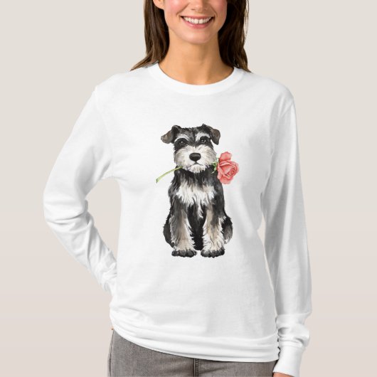Valentijn Roos Mini Schnauzer T-shirt (Voorkant)