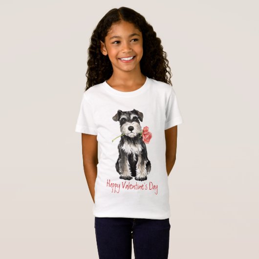 Valentijn Roos Mini Schnauzer T-shirt (Voorkant volledig)