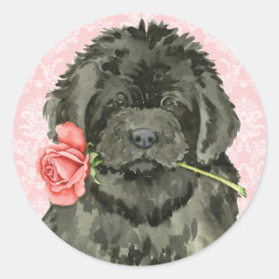 Valentijn Roos Newfoundland Ronde Sticker