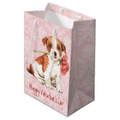Valentijn Roos Parson Russell Terrier Medium Cadeauzakje (Voorkant Gekanteld)