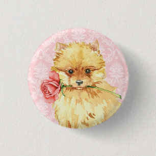 Valentijn Roos Pommeren Ronde Button 3,2 Cm